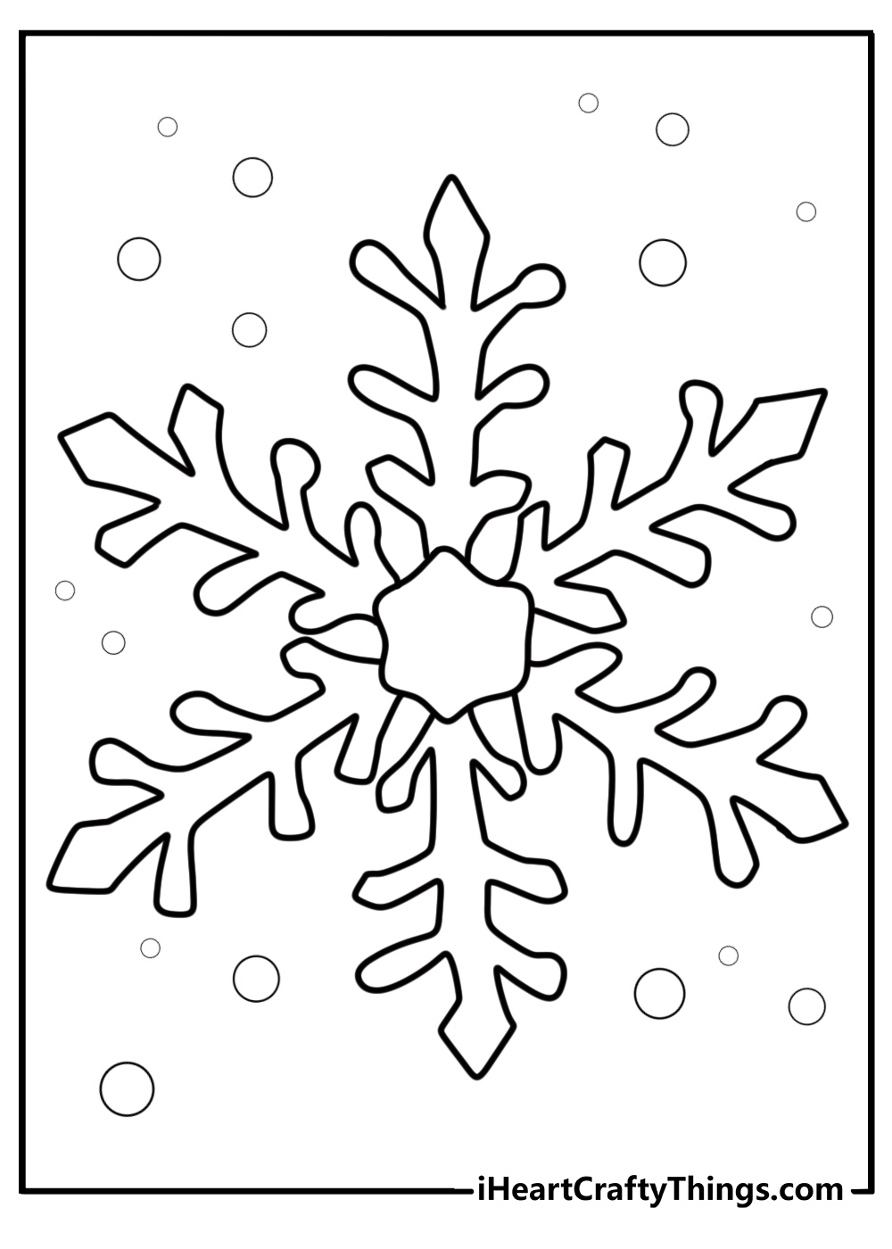 Big snowflake with icy details free coloring page pdf