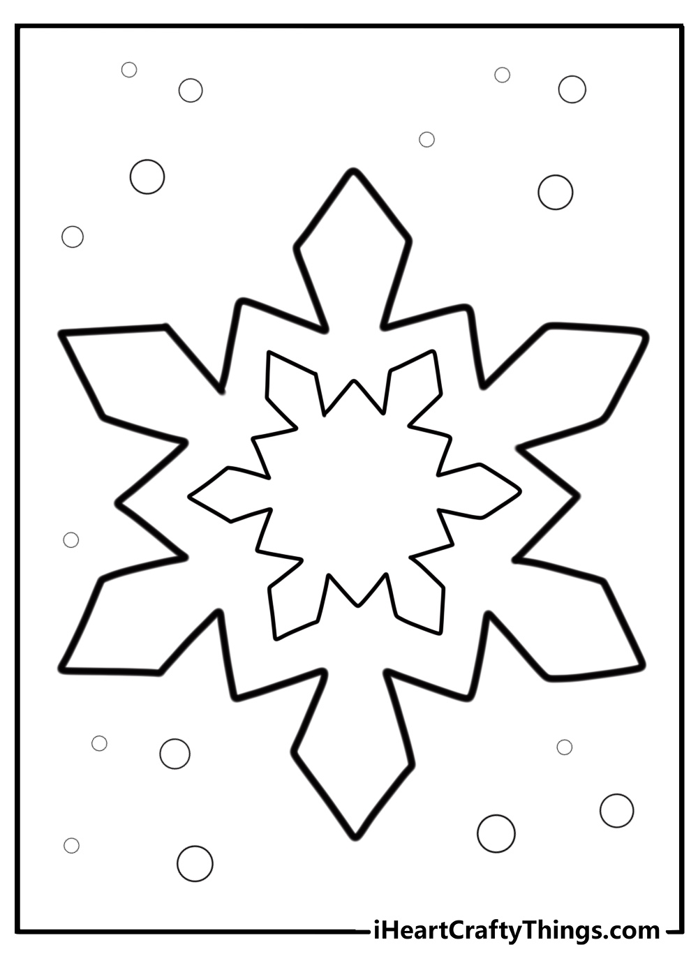 Big snowflake with sharp edges free printable coloring page