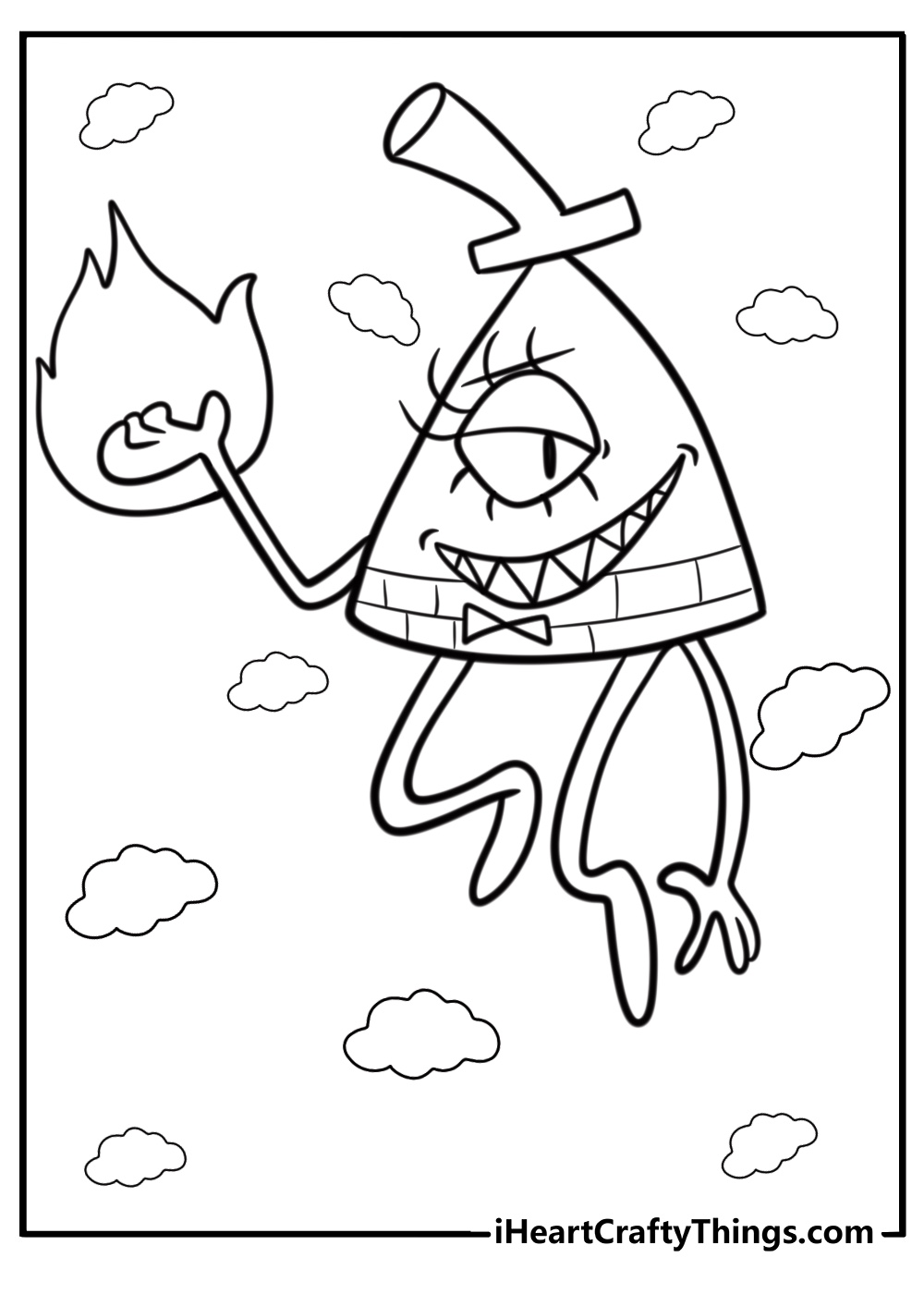 Bill cipher with his creepy smile coloring page