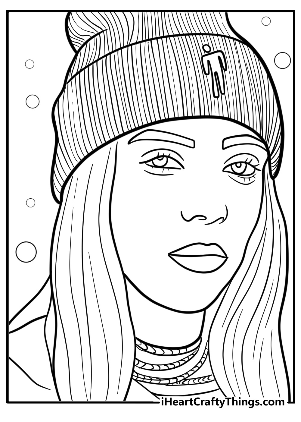 Billie eilish in a beanie free coloring page pdf