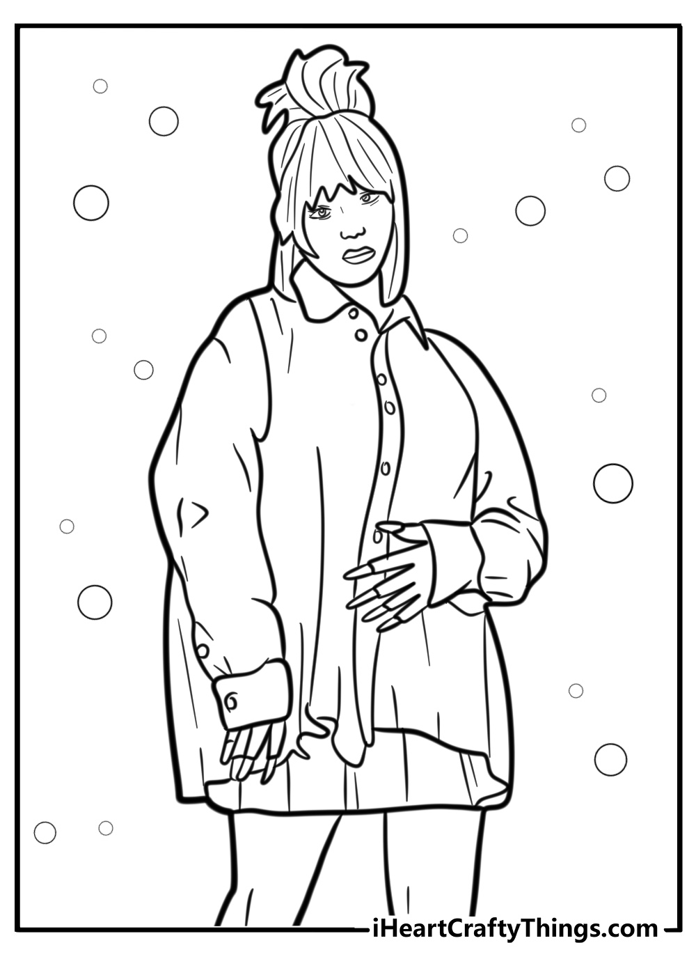 Billie eilish in a music video detailed coloring sheet