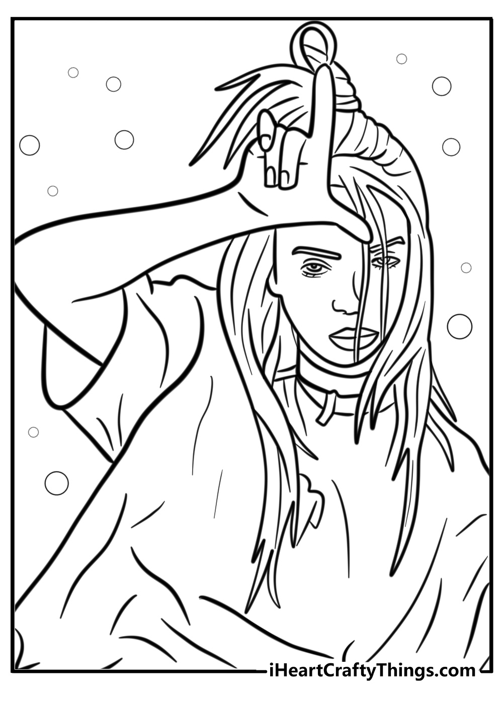 Billie eilish in her signature style fun coloring sheet