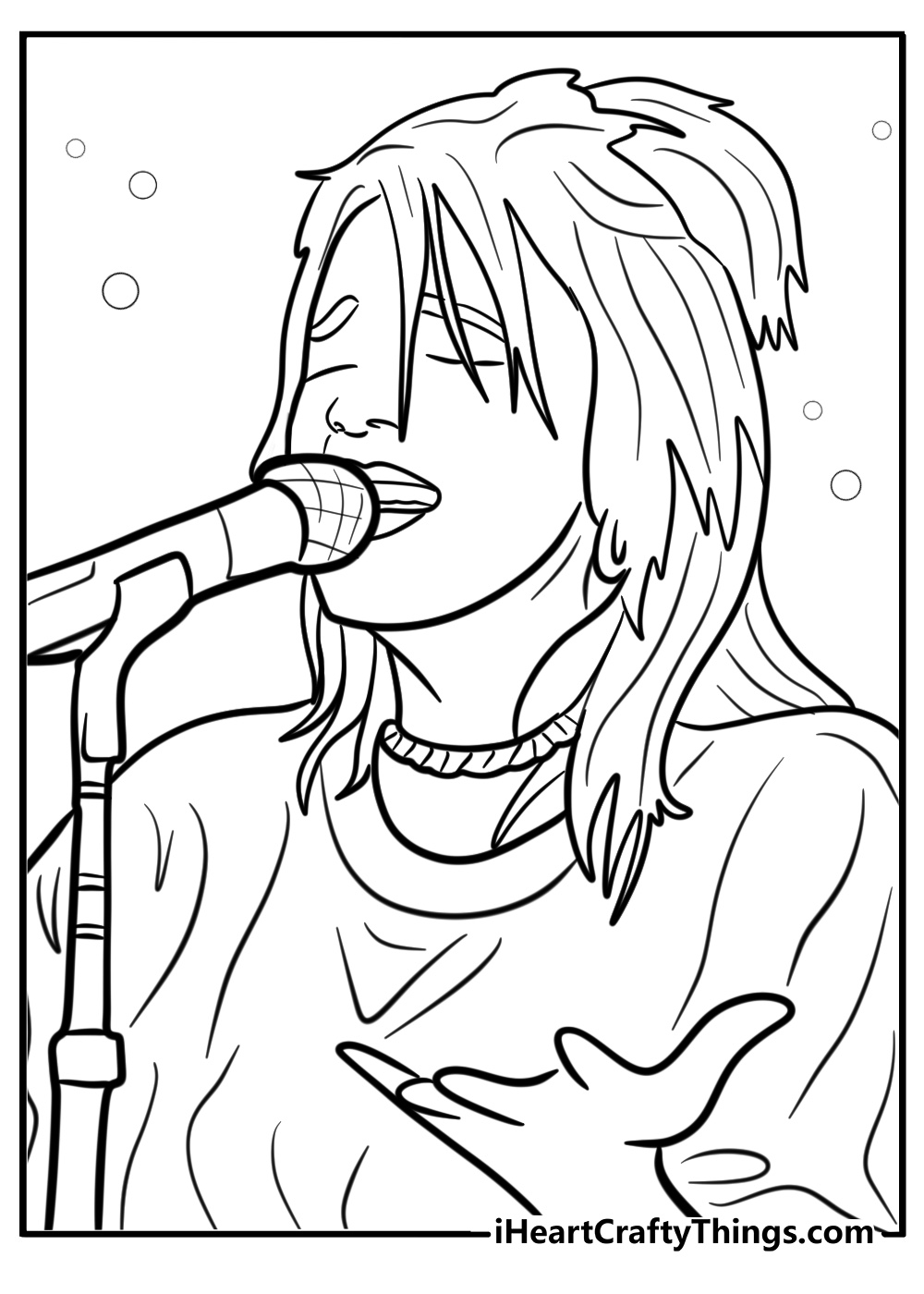 Billie eilish performing live free printable coloring page