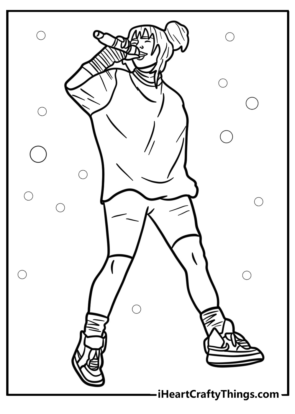 Billie eilish performing on stage coloring page