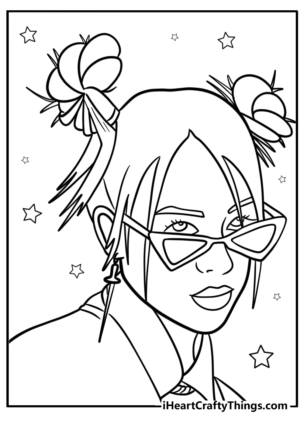 Billie eilish posing for a photo fun printable coloring sheet