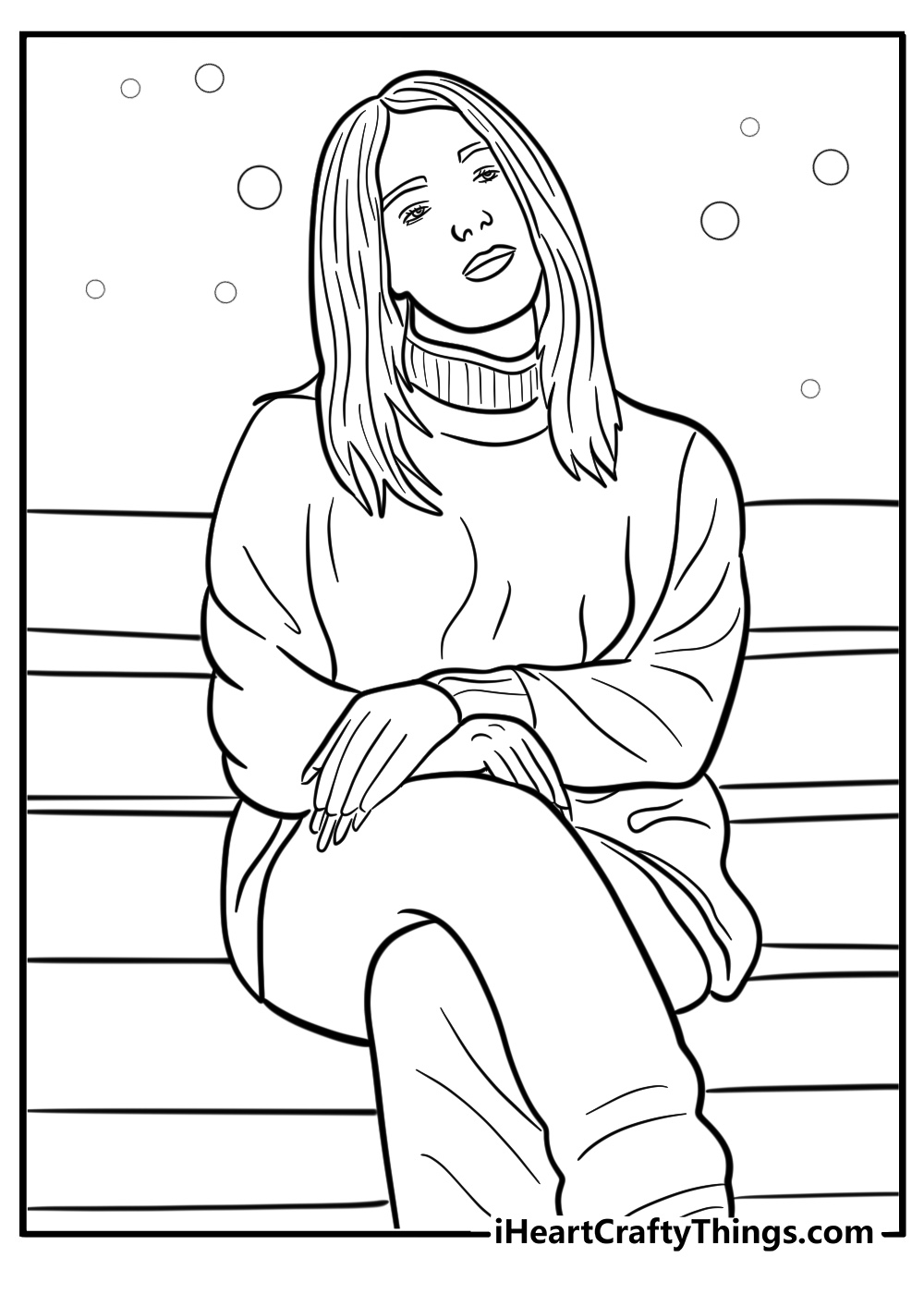 Billie eilish sitting on a chair free coloring page pdf