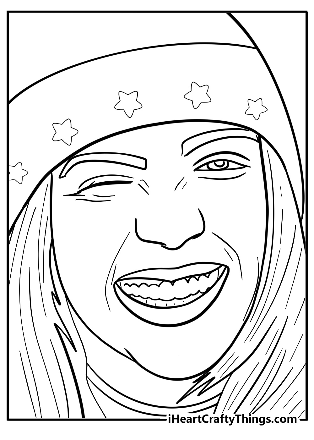 Billie eilish smiling free printable coloring page