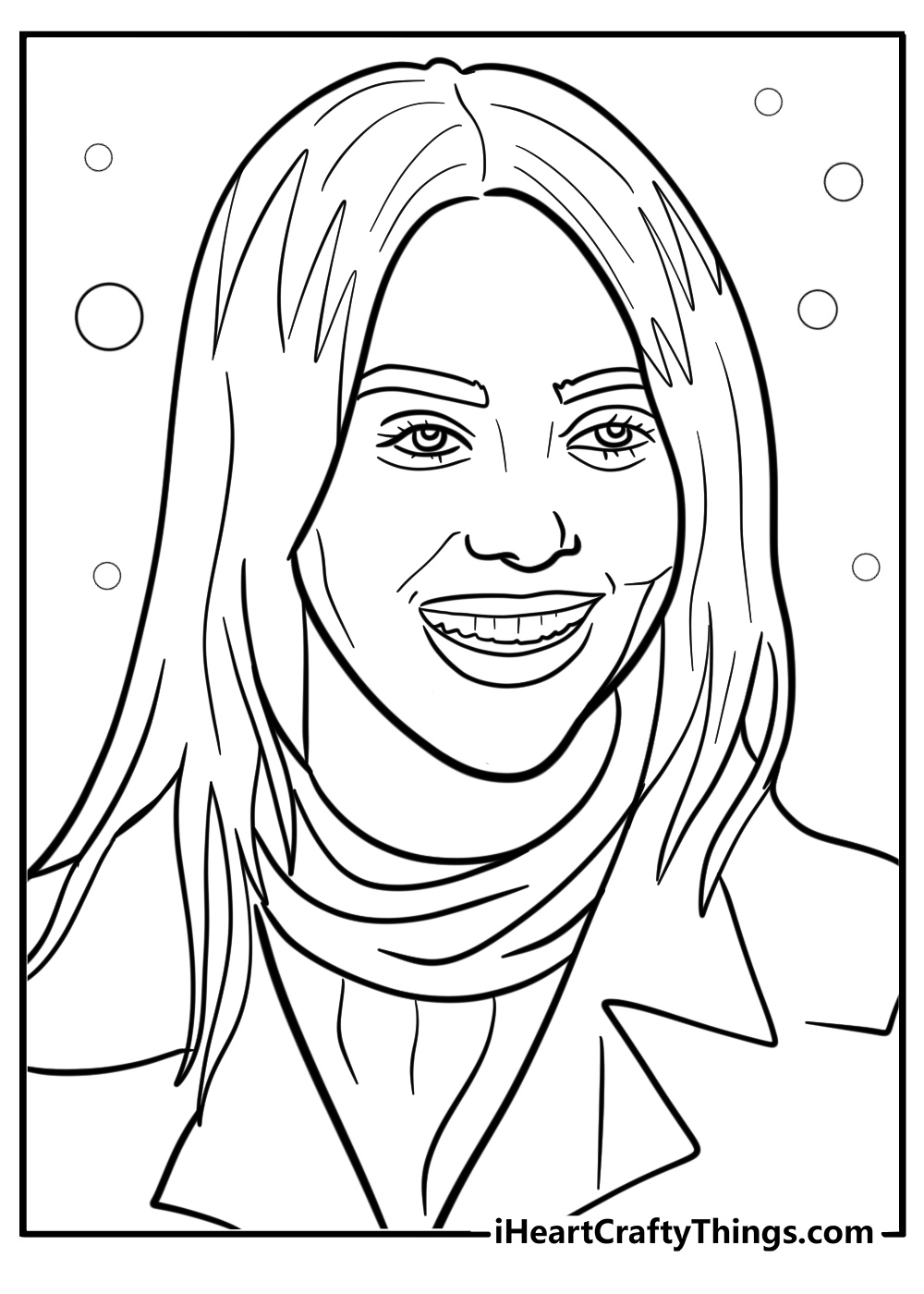 Billie eilish with green hair coloring page for kids