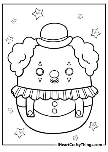 Bimbi the clown squishmallow detailed coloring page for kids