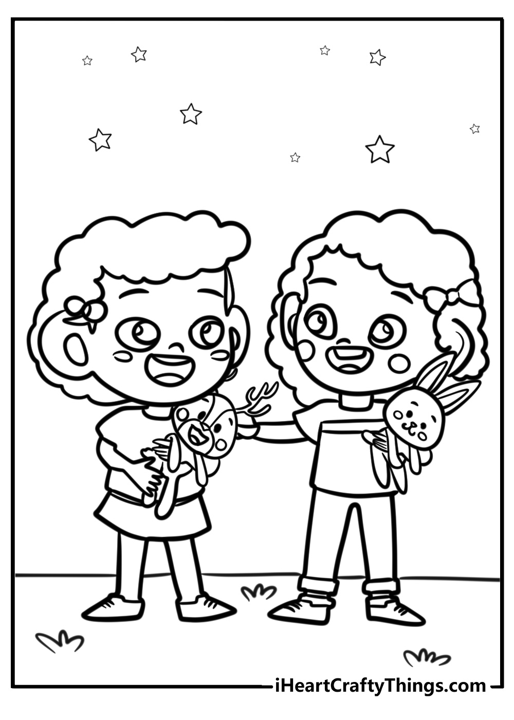 Black girl playing with her friends detailed coloring sheet