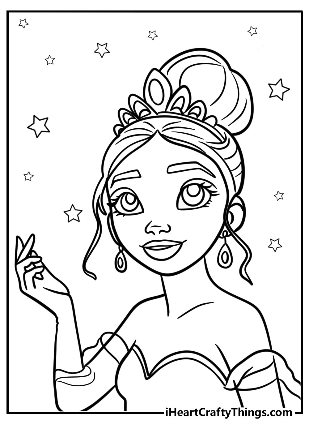 Black girl wearing a crown detailed coloring sheet