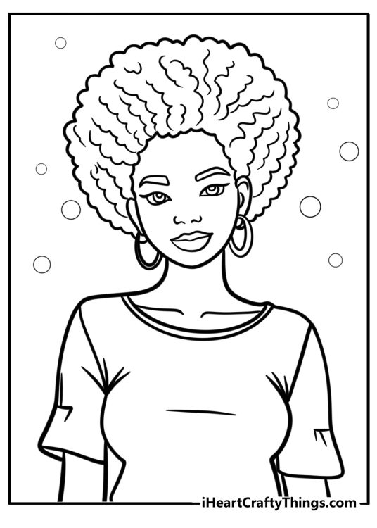 Black girl with a beautiful afro fun coloring sheet
