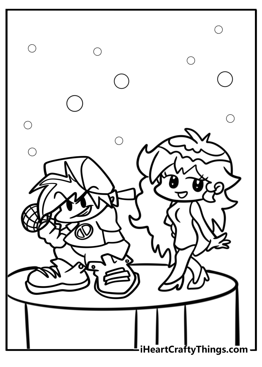 Boyfriend and girlfriend on stage printable coloring page
