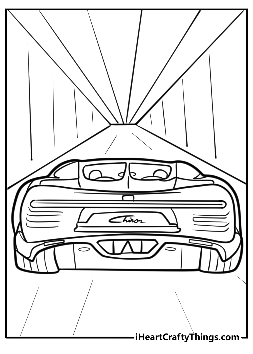 Bugatti chiron tail view fun coloring sheet