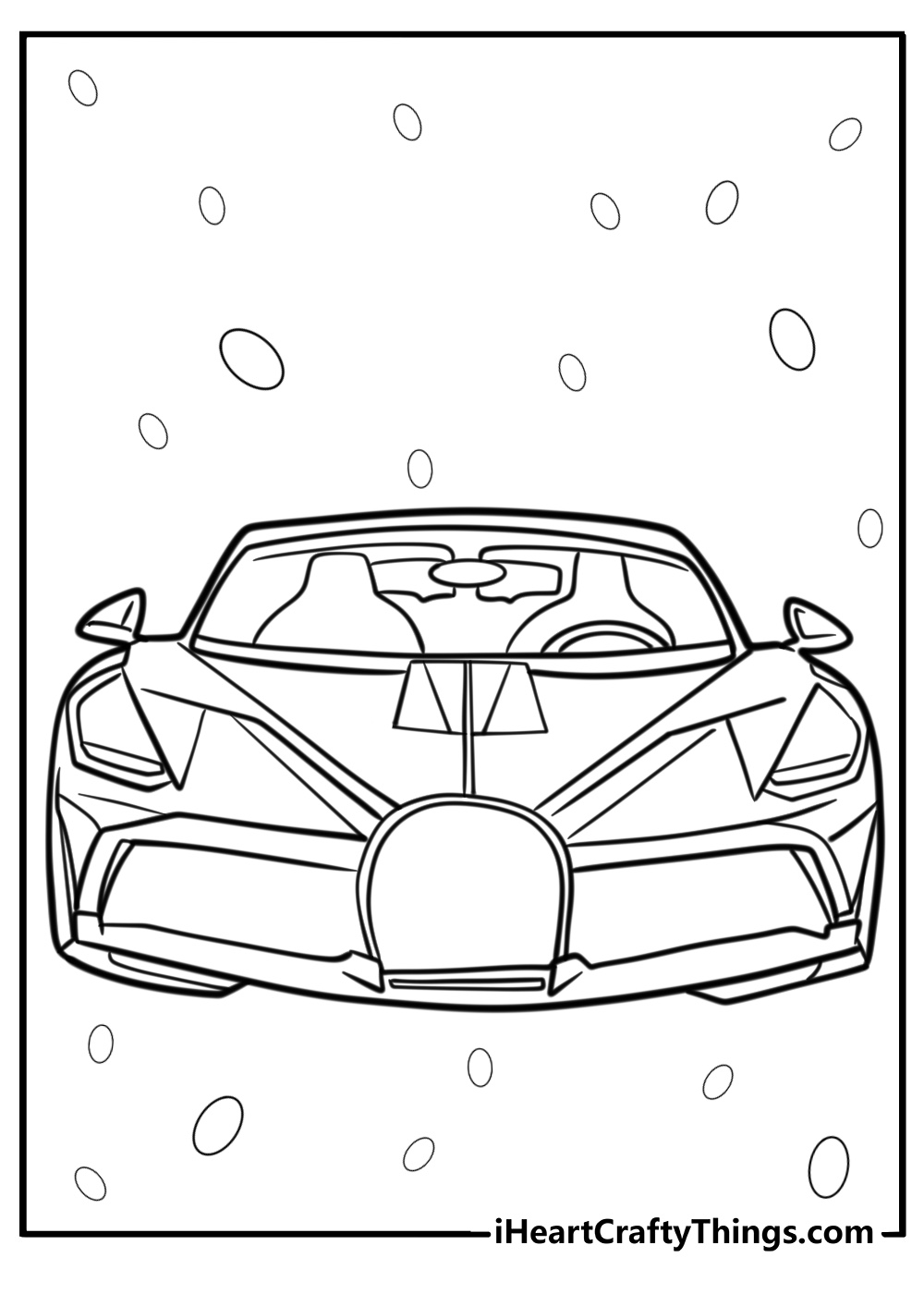 Bugatti divo close up front profile detailed coloring sheet