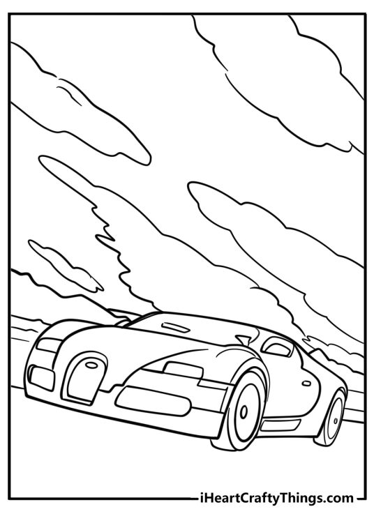 Bugatti divo in a close up side view printable coloring page