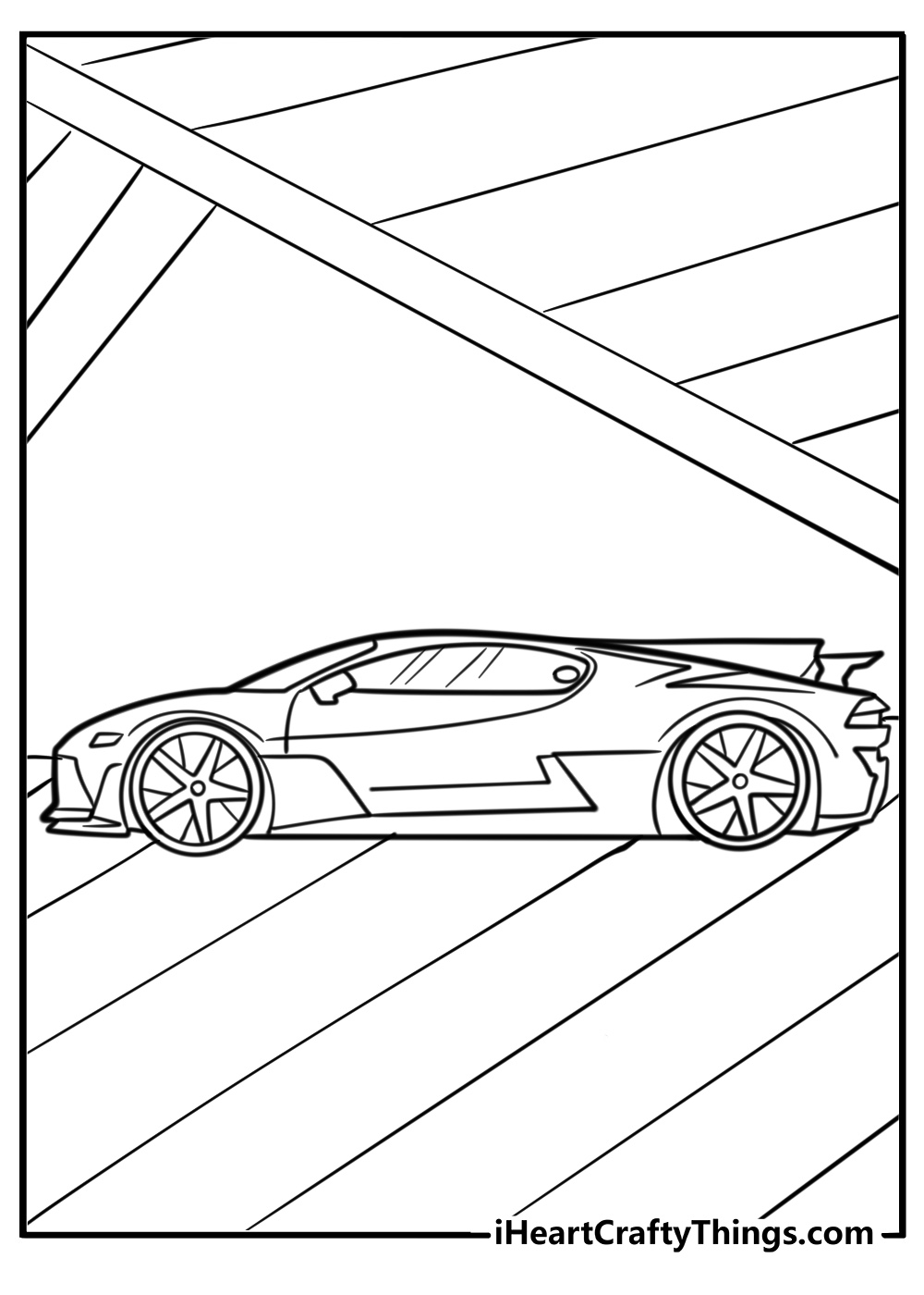 Bugatti divo in a side view fun printable coloring sheet