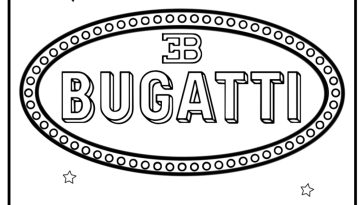 Bugatti logo with intricate details printable coloring page