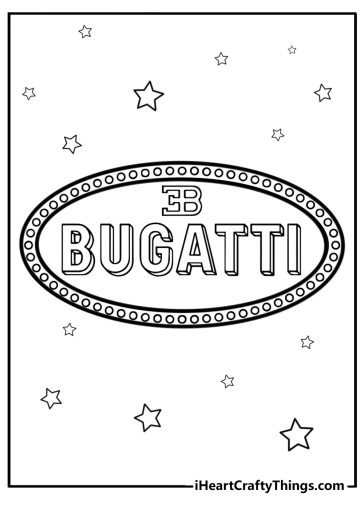 Bugatti logo with intricate details printable coloring page