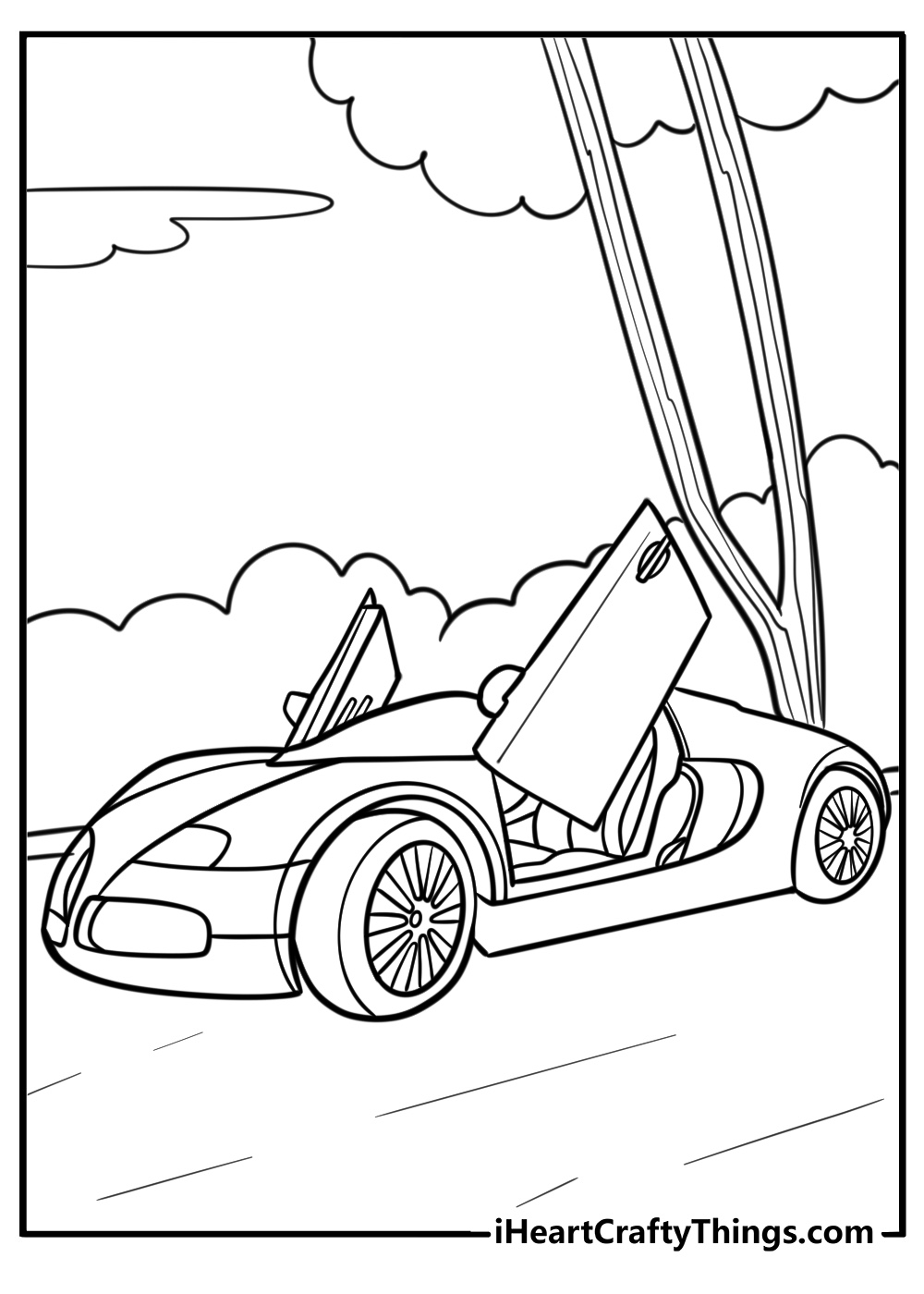 Bugatti with scissor doors open fun coloring sheet