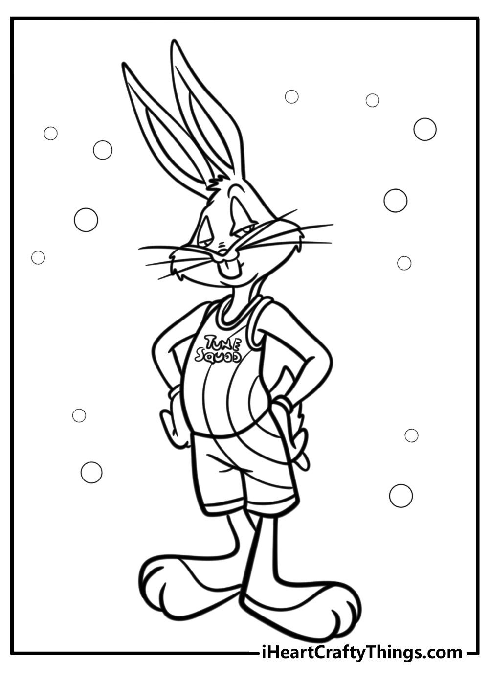 Bugs Bunny in a tune squad uniform coloring page