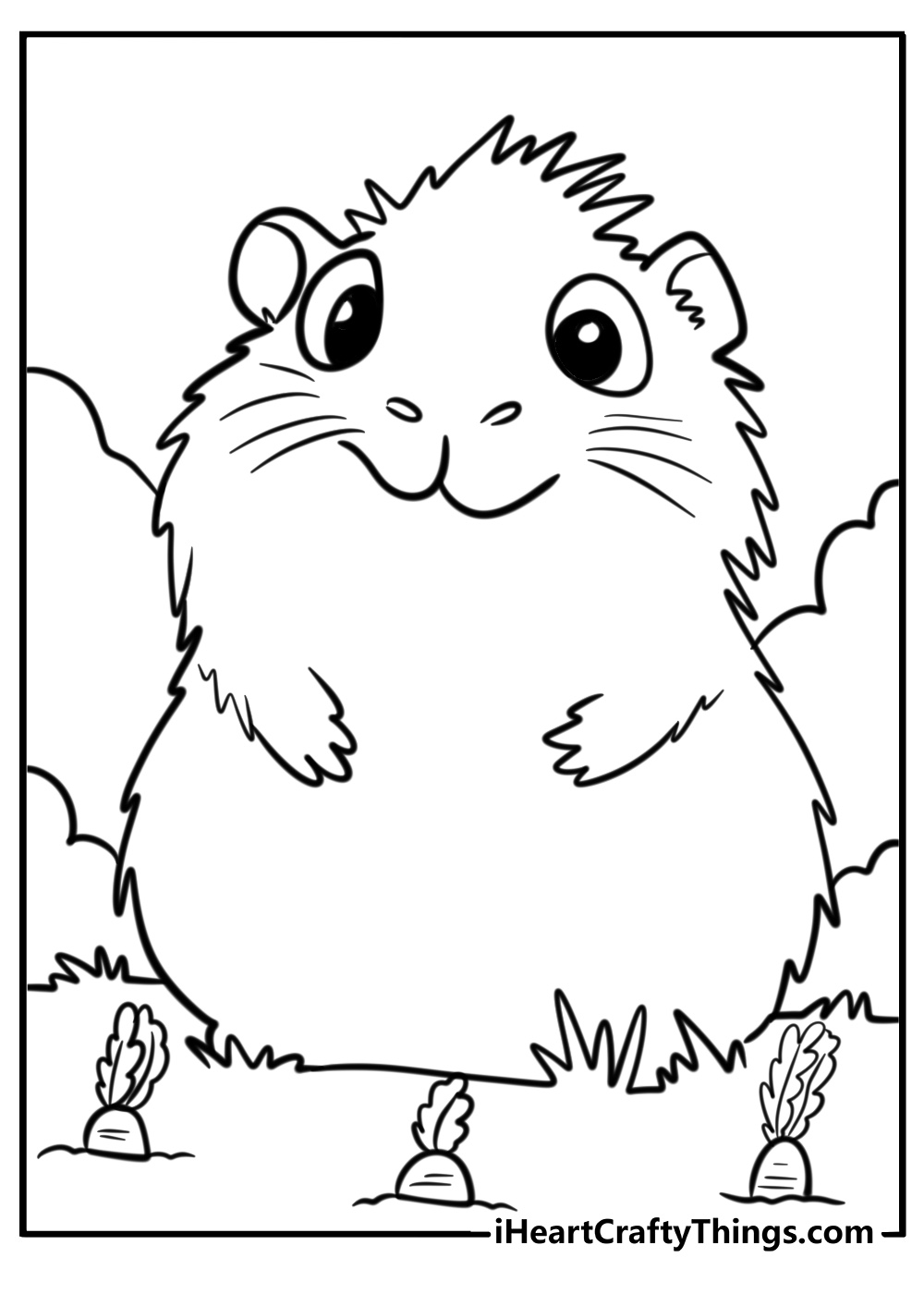 Capybara in a field coloring page for kids