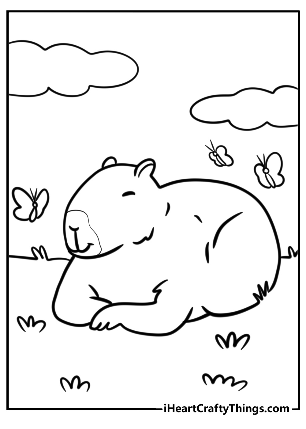 Capybara with a relaxed expression coloring page