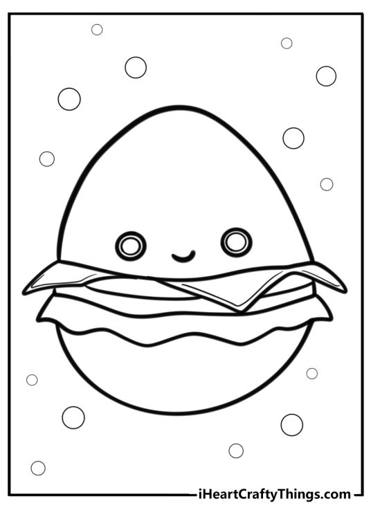 Carl the cheeseburger squishmallow tasty fun coloring sheet