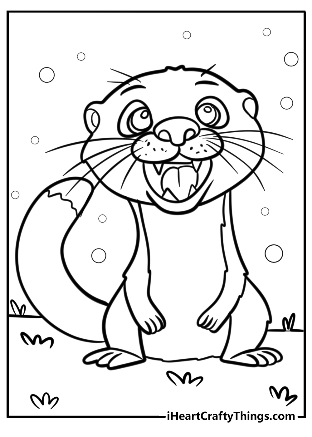 Cartoon otter with a big smile free coloring page pdf