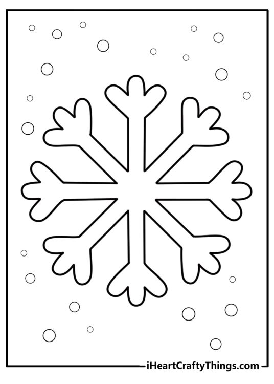 Cartoon snowflake for young kids fun coloring sheet