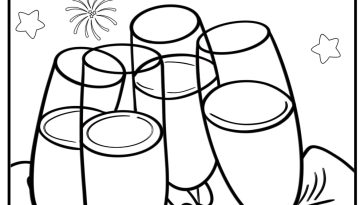 Cheers to 2025 with champagne glasses fun coloring sheet