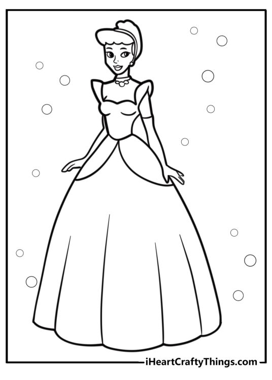 Cinderella in her ball gown coloring page