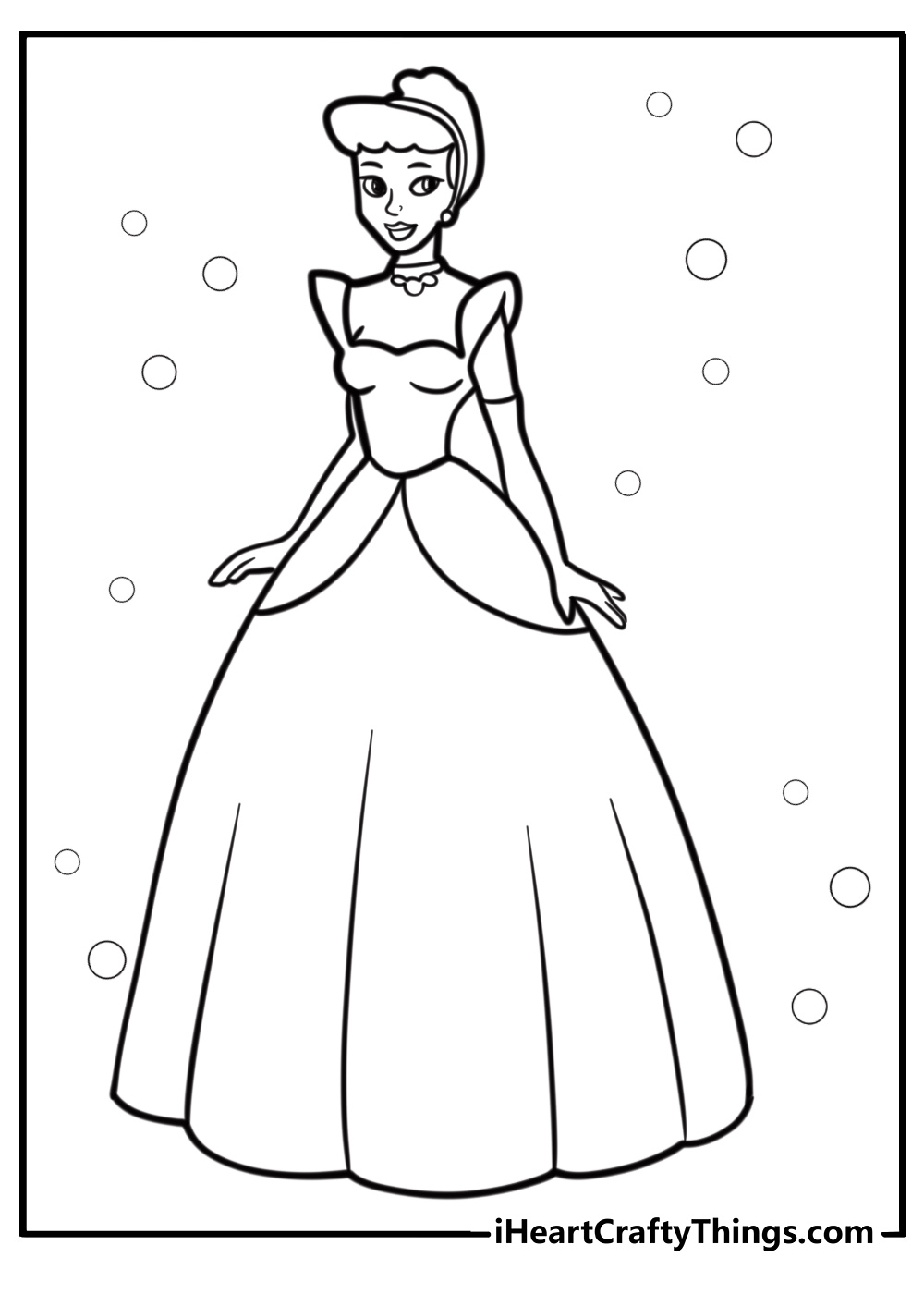 Cinderella in her ball gown coloring page