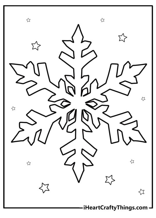 Classic snowflake with sharp angles coloring page