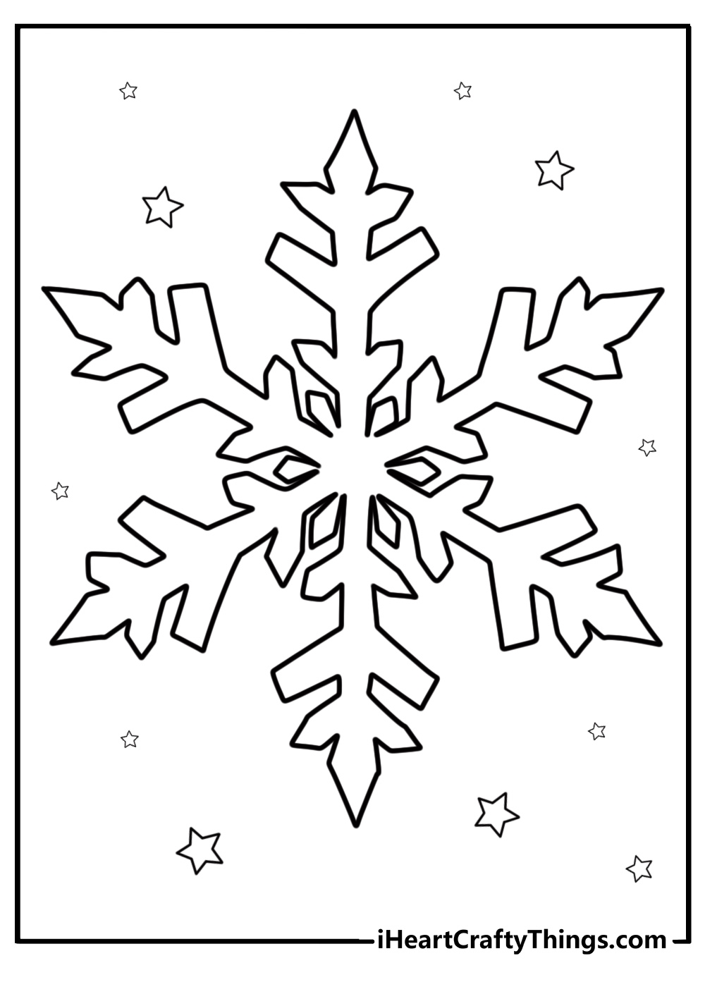 Classic snowflake with sharp angles coloring page