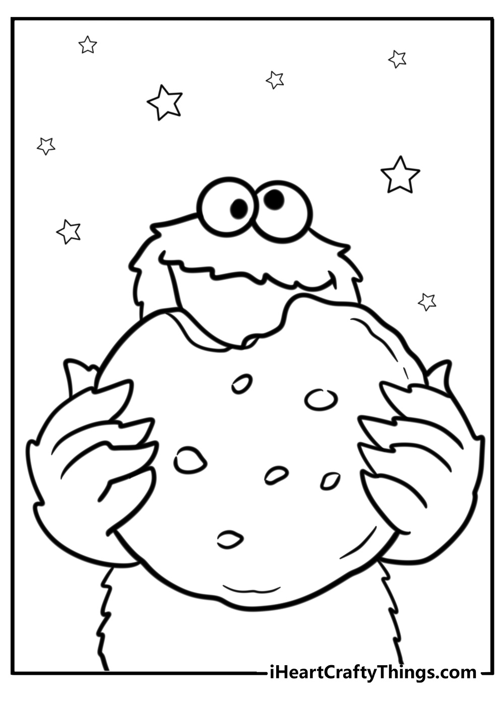 Cookie monster enjoying his favorite snack fun coloring sheet