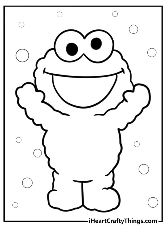 Cookie monster smiling happily coloring page
