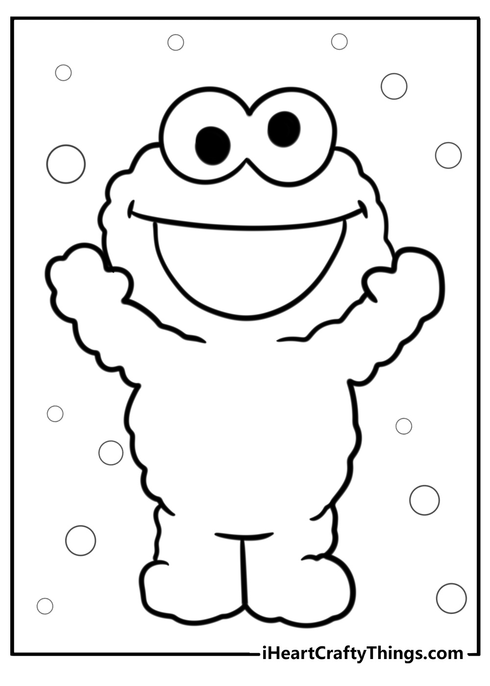 Cookie monster smiling happily coloring page