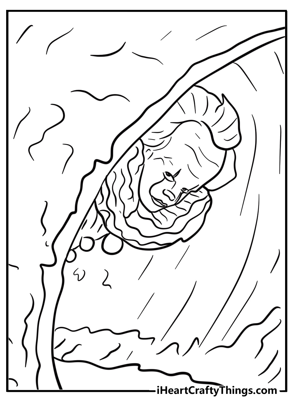 Creepy pennywise hiding in the shadows detailed coloring sheet