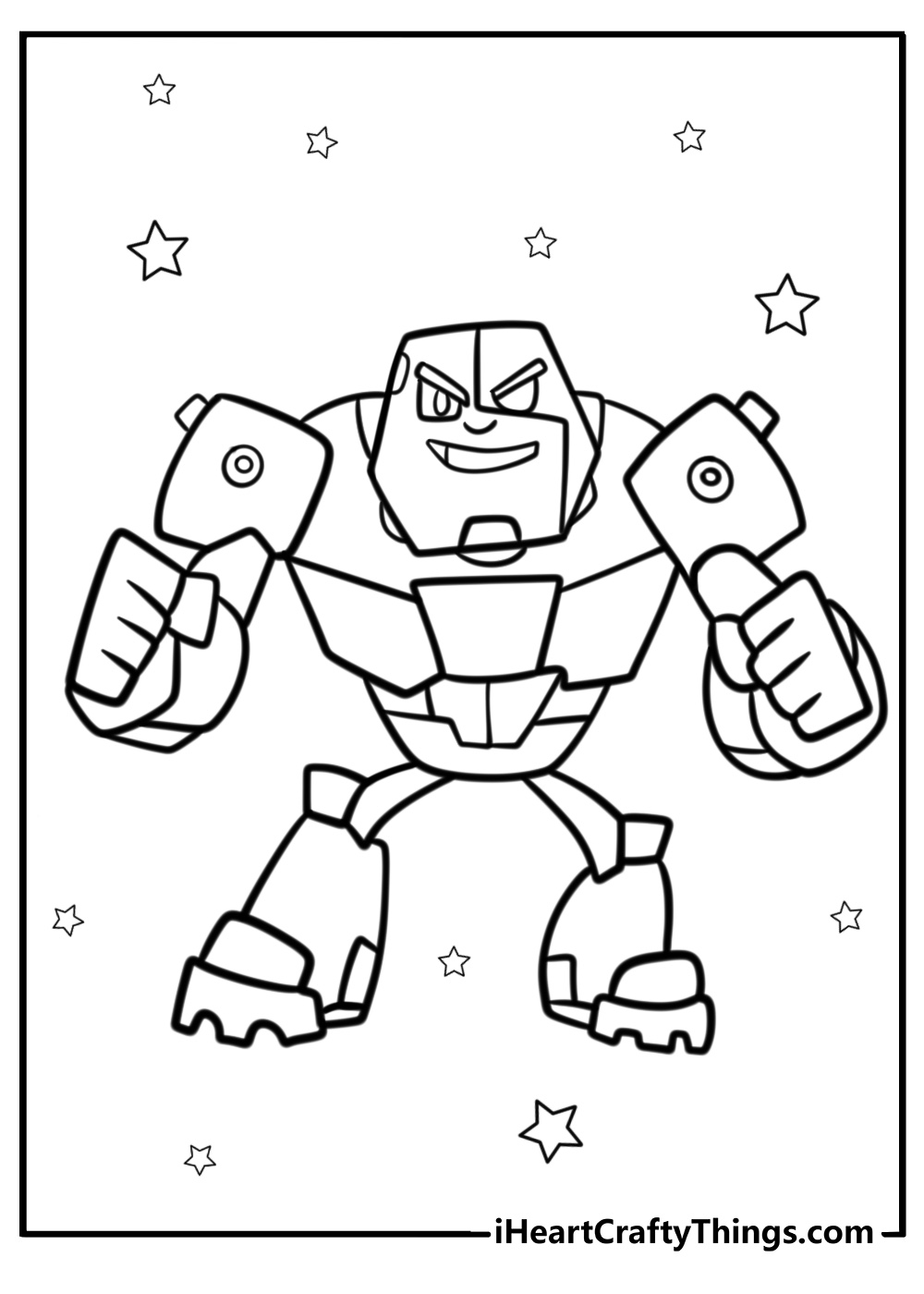 Cyborg ready for battle detailed coloring sheet