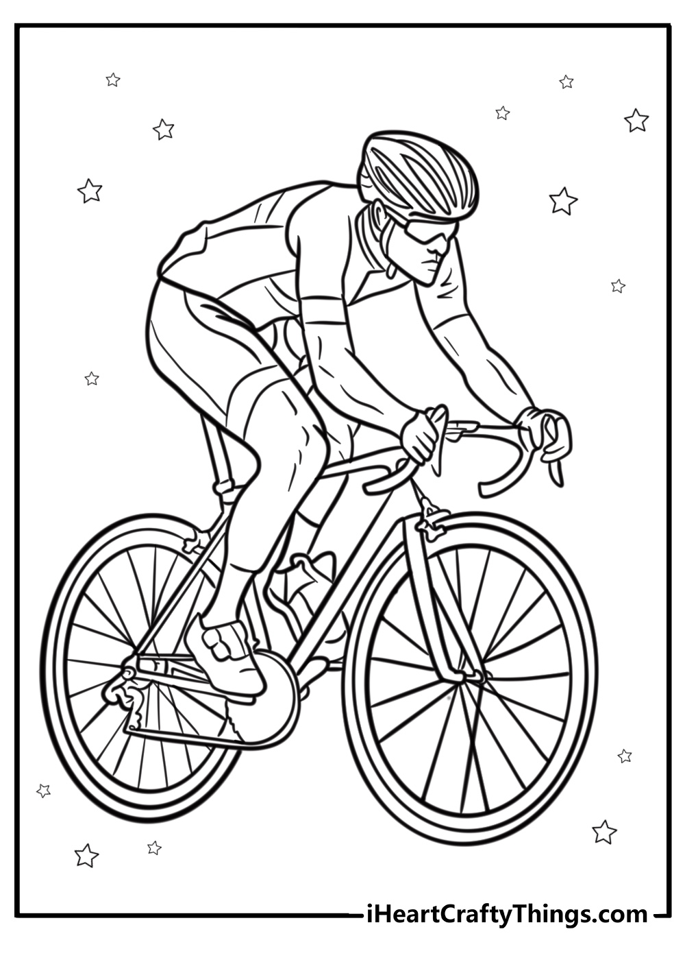 Cyclist competing in olympic race free printable coloring page