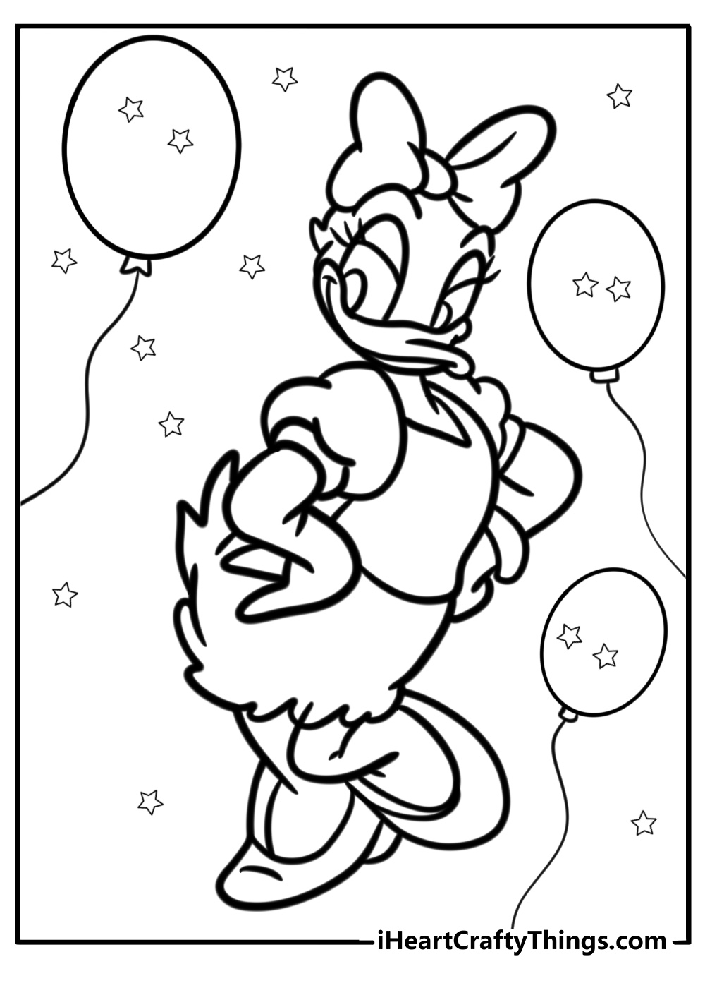 Daisy duck at a party free coloring page pdf