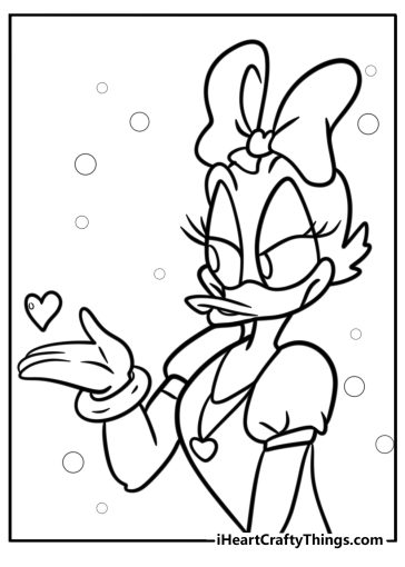 Daisy duck blowing a kiss fun coloring sheet