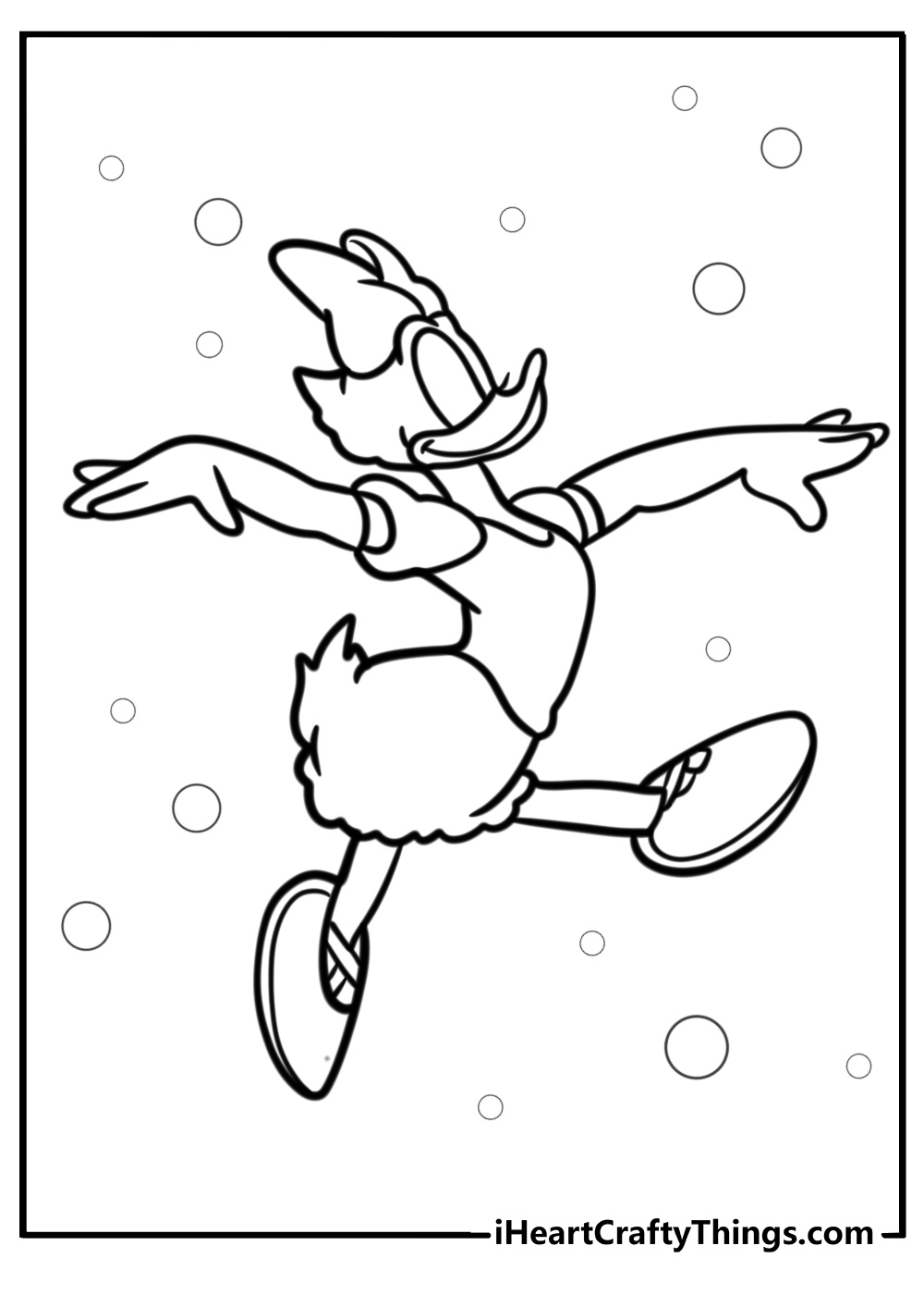 Daisy duck dancing happily fun printable coloring sheet