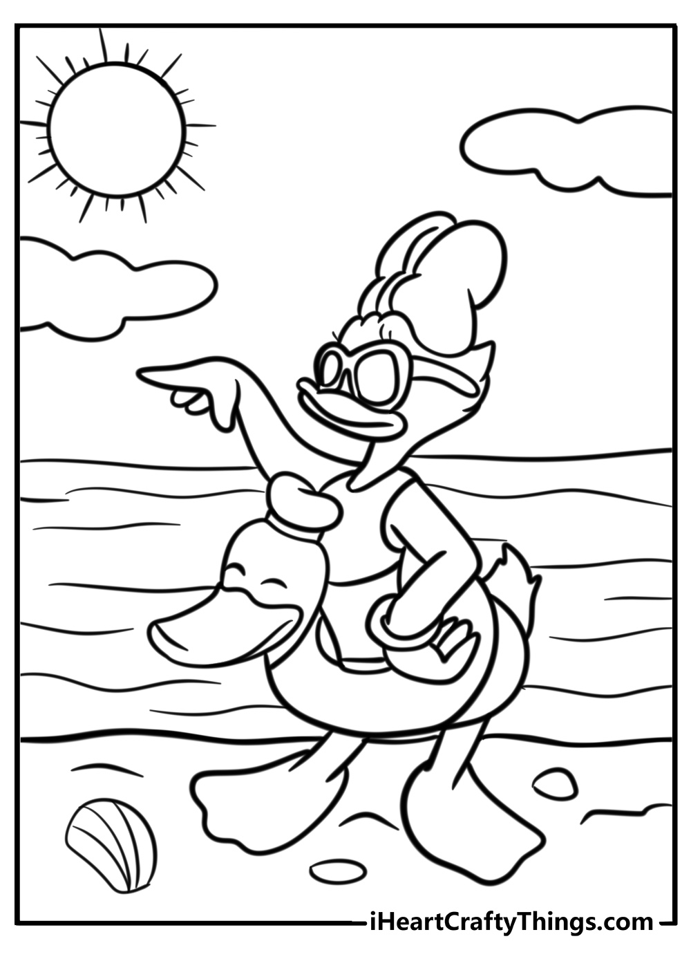 Daisy duck enjoying a sunny day detailed coloring sheet