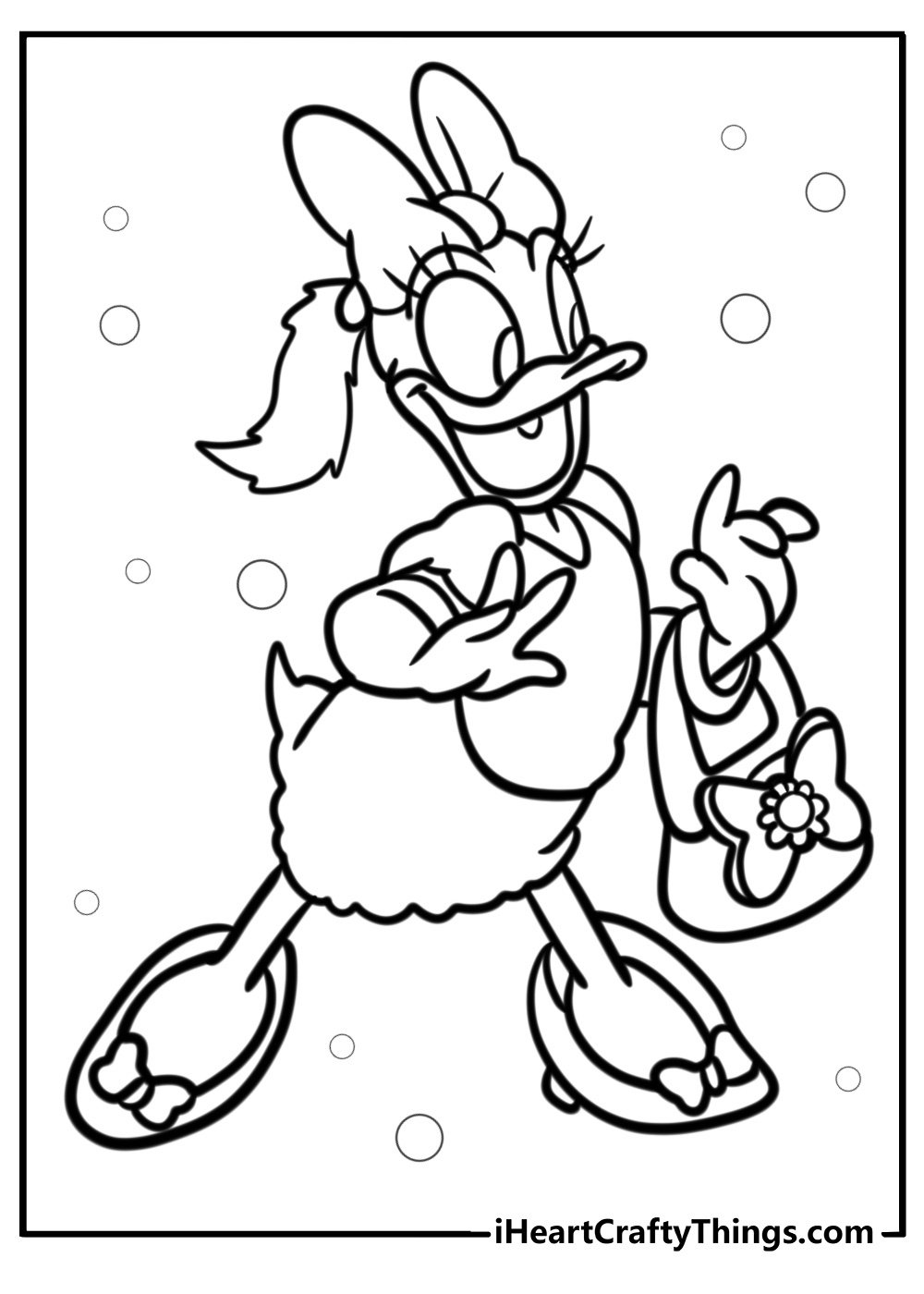 Daisy duck holding a purse free coloring page pdf