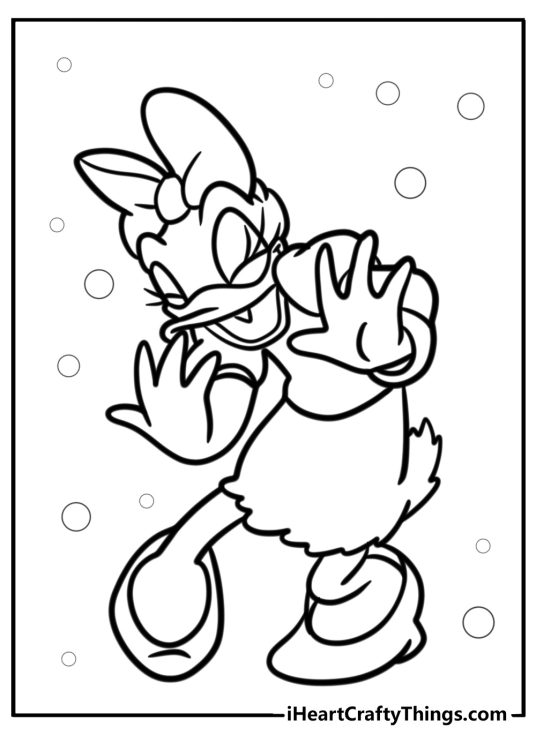 Daisy duck laughing joyfully fun coloring sheet