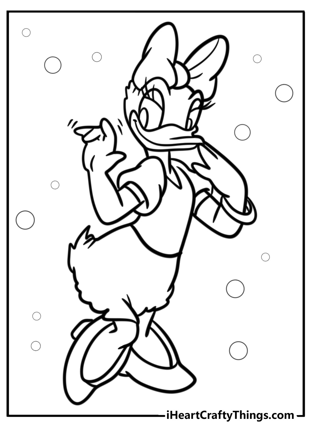 Daisy duck smiling and waving coloring page for kids