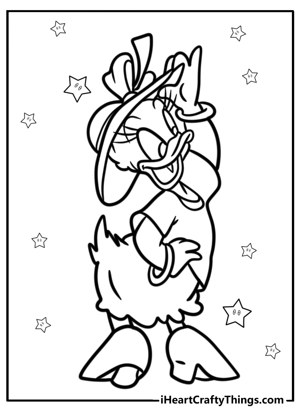 Daisy duck with a big hat detailed coloring sheet