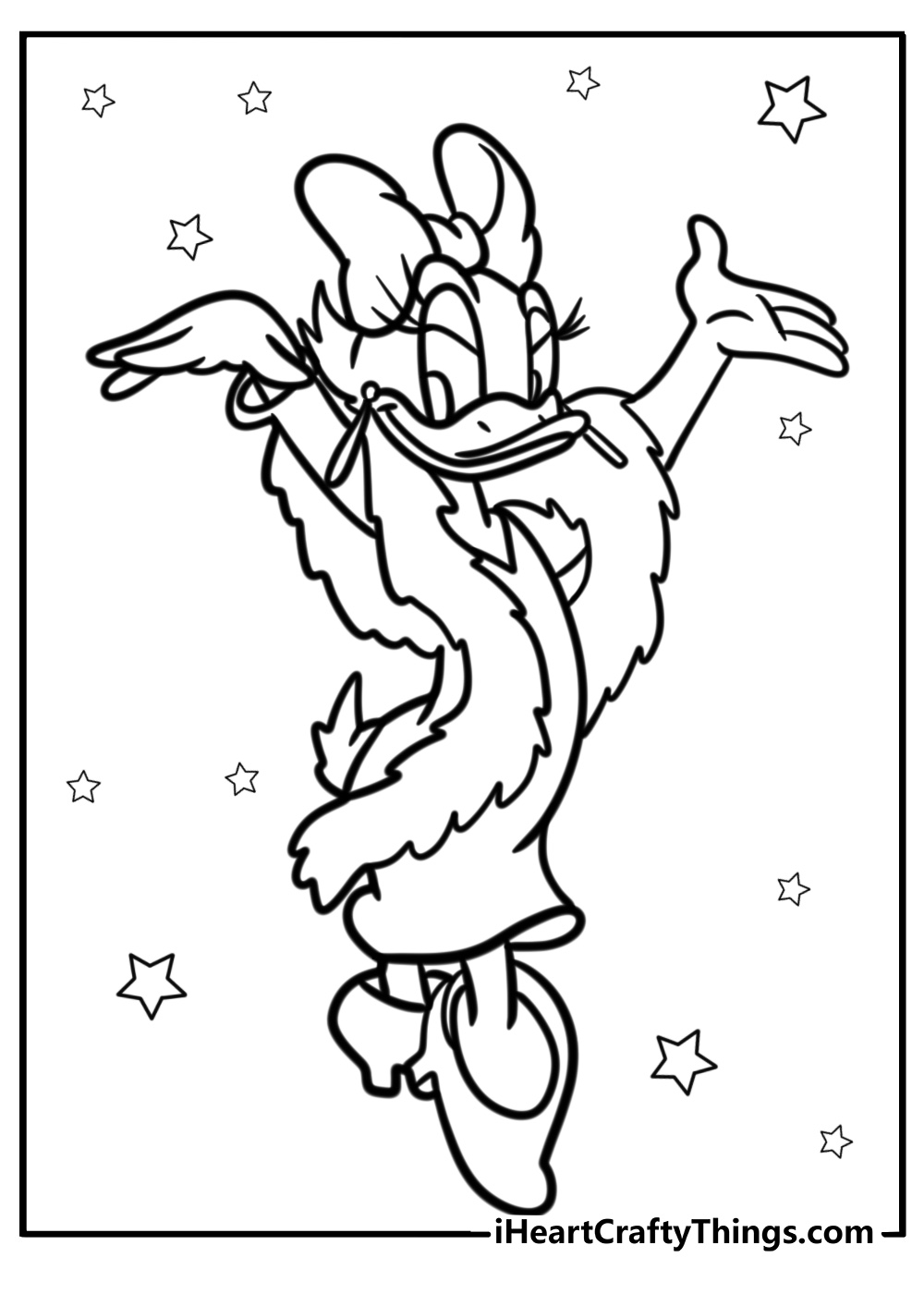 Daisy duck with her arms open wide free coloring page